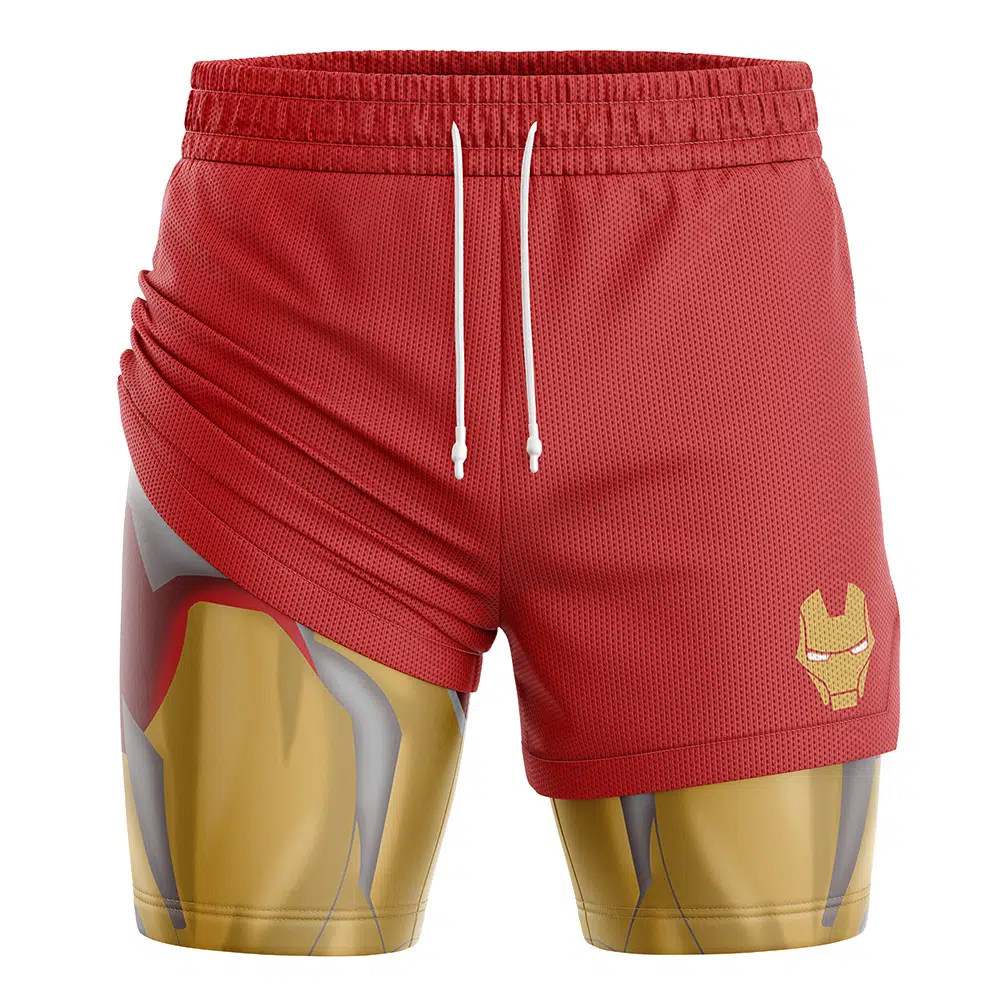 Iron Man Marvel Comics Compression Workout Training Shorts (2-in-1)