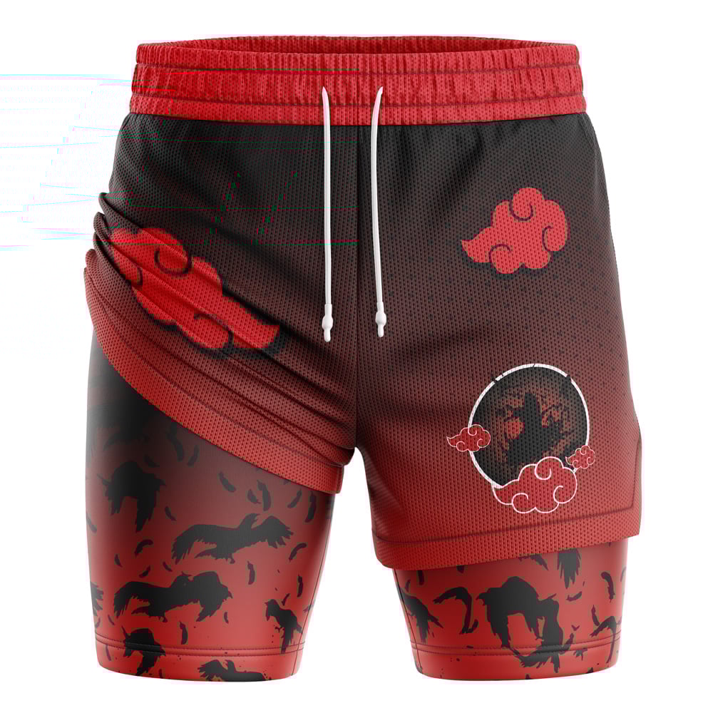 Itachi Akatsuki Shippuden Naruto Compression Workout Training Shorts (2-in-1)