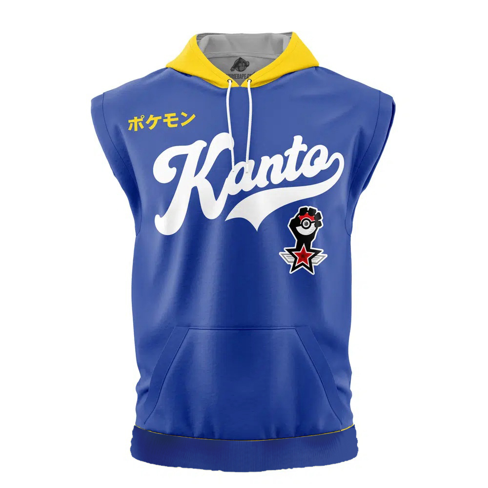 Kanto Trainer Pokemon Cut Off Sleeveless Workout Hoodie