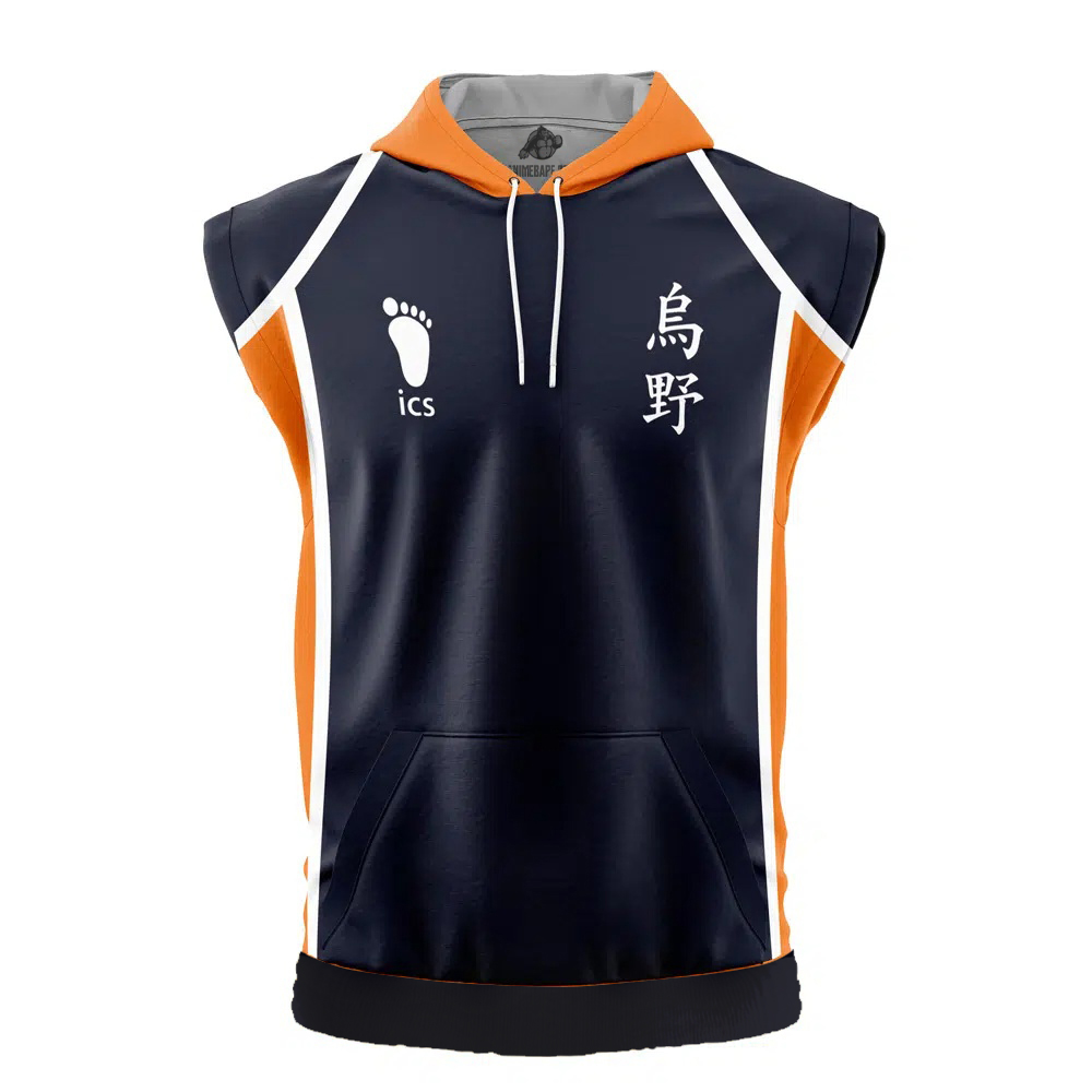 Karasuno Haikyu Cut Off Sleeveless Workout Hoodie
