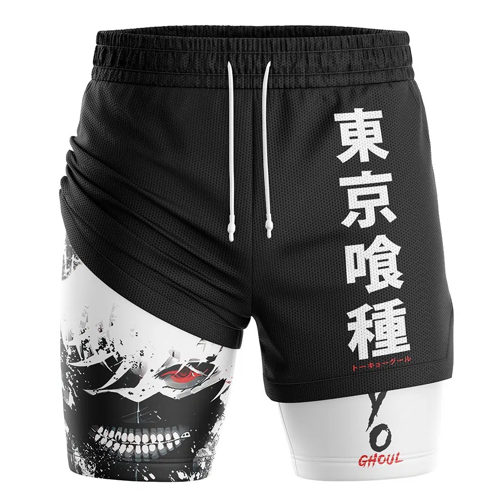 Ken Kaneki Tokyo Ghoul Compression Workout Training Shorts (2-in-1)