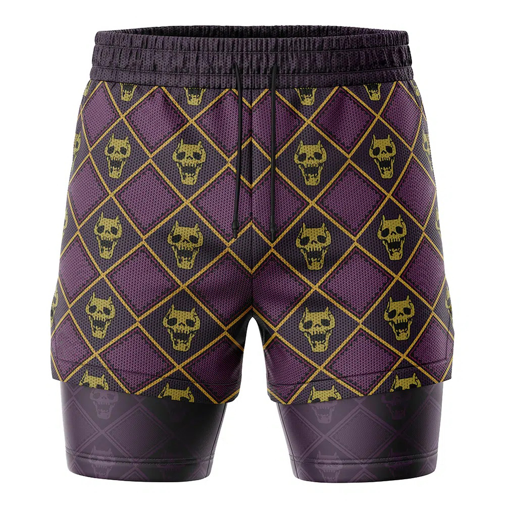 Killer Queen Jojo's Bizarre Adventure Compression Workout Training Shorts (2-in-1)