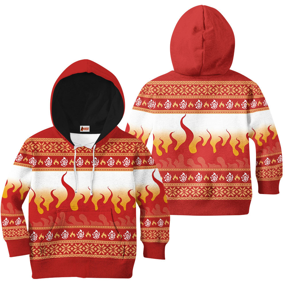 Kids Hoodie Kimetsu Kyojuro Rengoku Ugly Christmas Demon Slayer Kimetsu No Yaiba