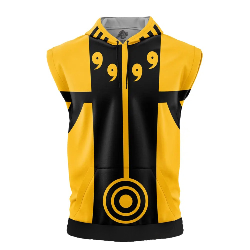 Kurama Link Mode Shippuden Cut Off Sleeveless Workout Hoodie