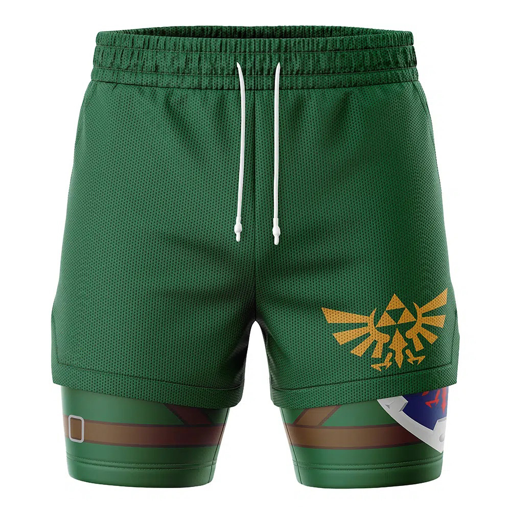 Link Legend of Zelda Compression Workout Training Shorts (2-in-1)