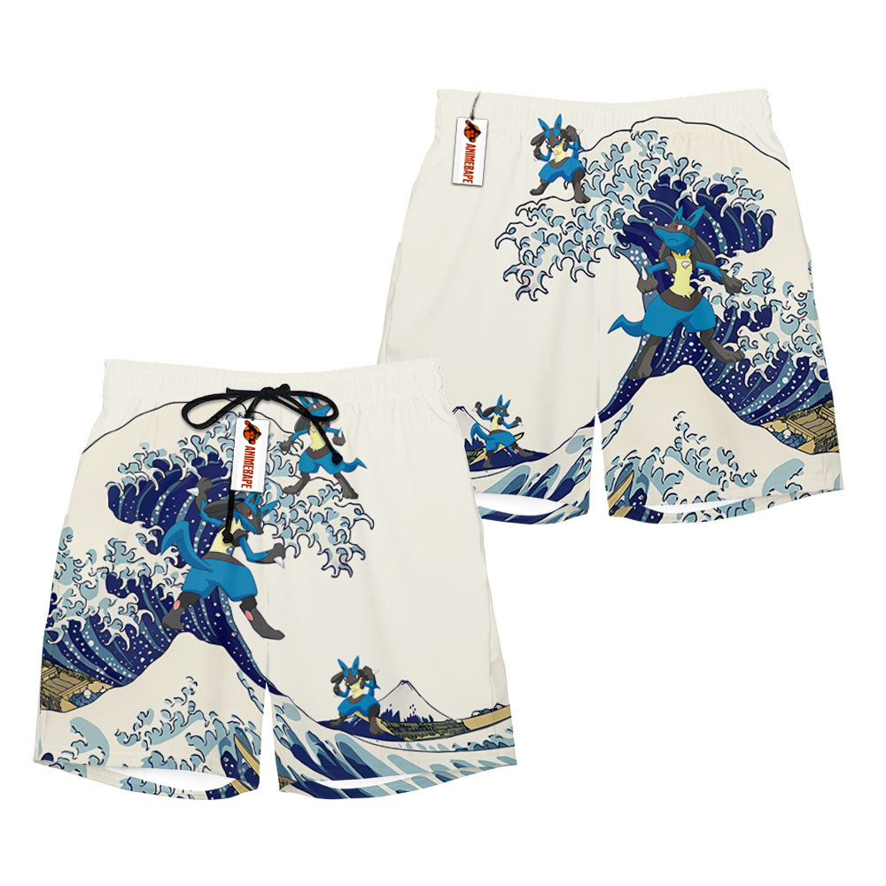 Lucario Kanagawa Great Wave Board Shorts Pants Pokemon