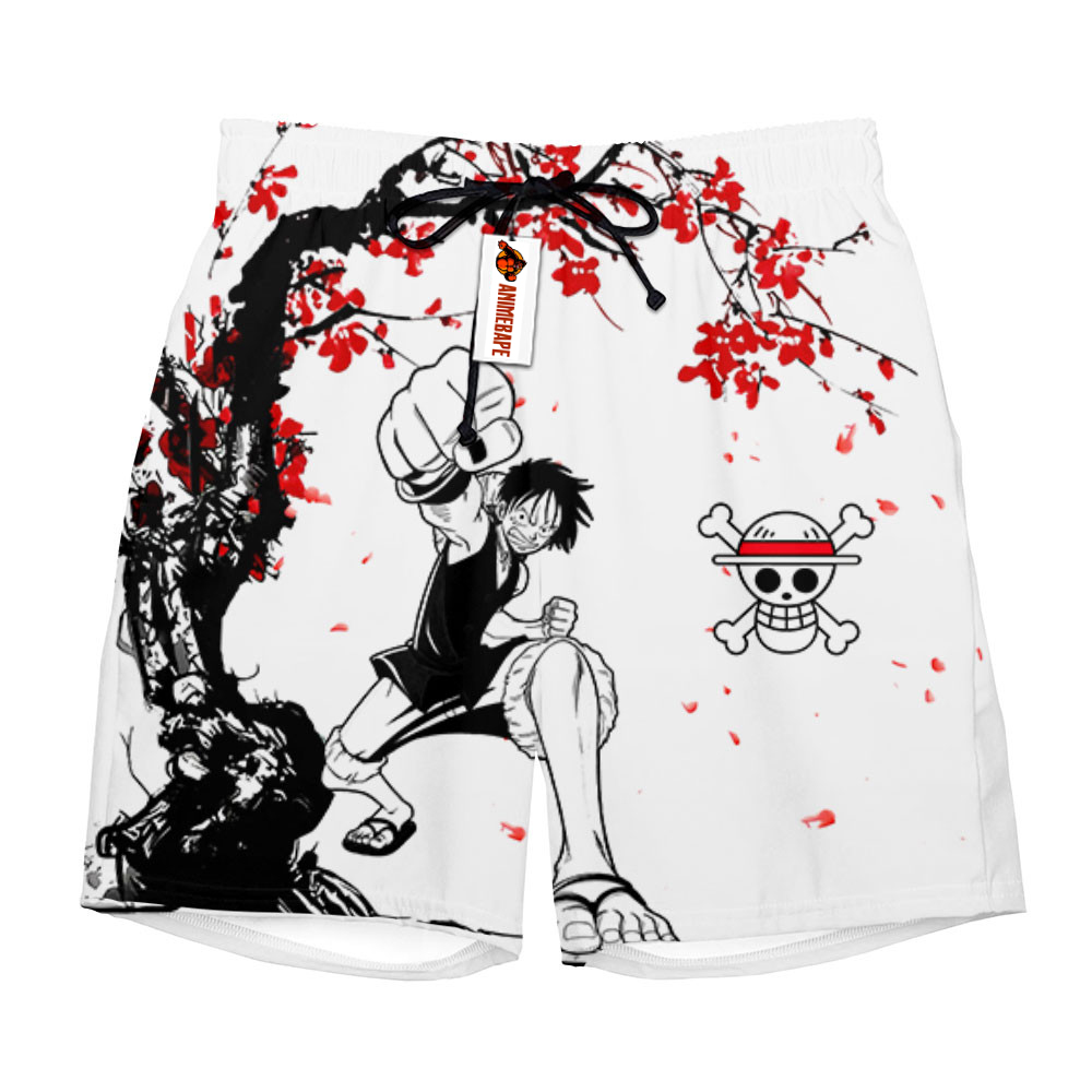 Luffy Board Shorts Pants Japan Cherry Blossom One Piece