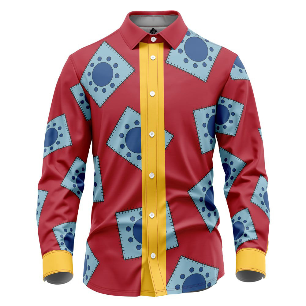 Luffy's Wano Pattern One Piece Long Sleeve Button Up Shirt