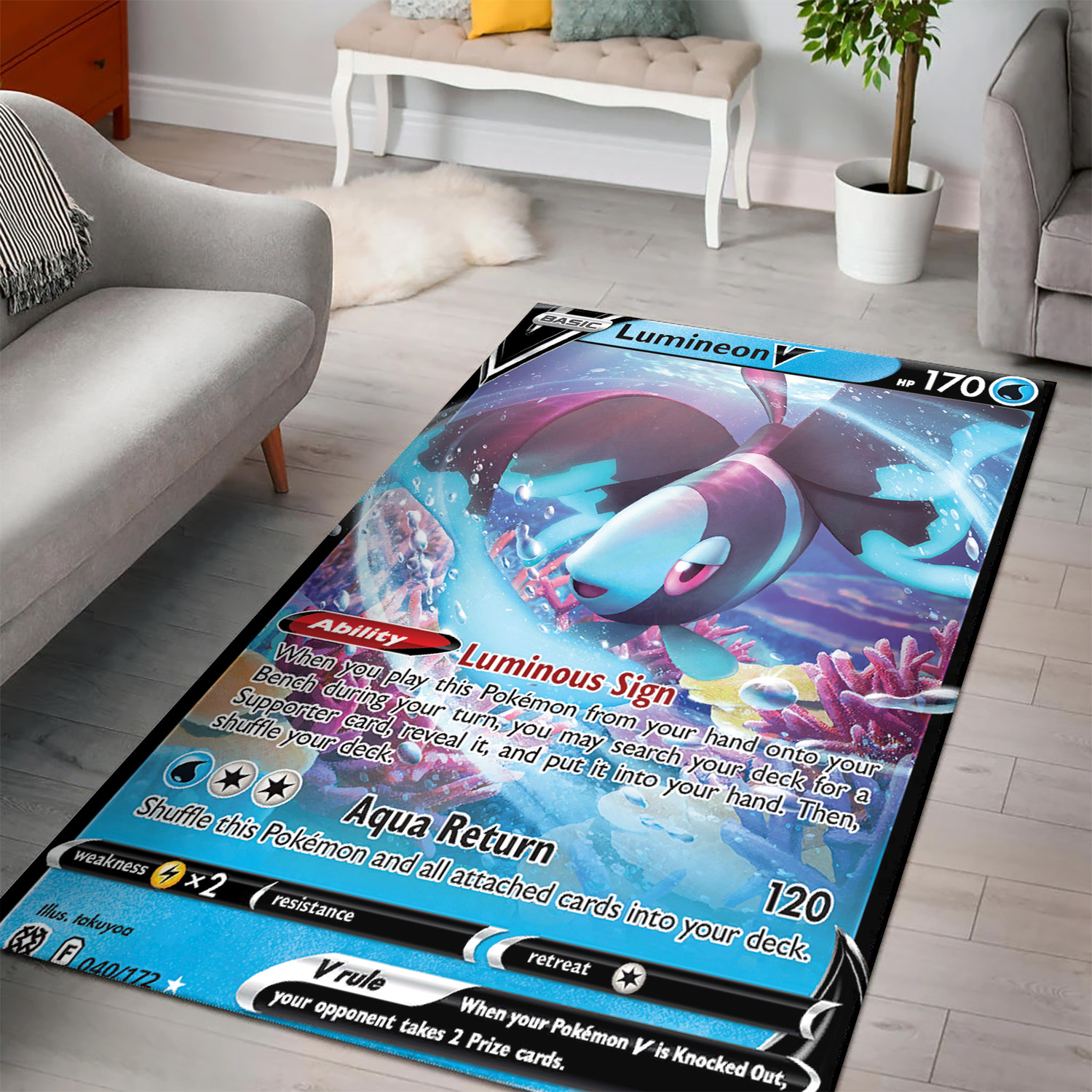 Lumineon V Luminous Sign Pokemon Rug