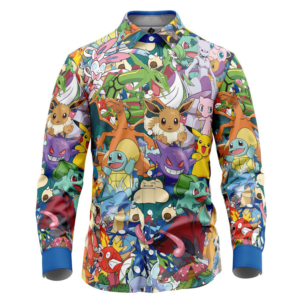 Magical Creatures Pokemon Long Sleeve Button Up Shirt