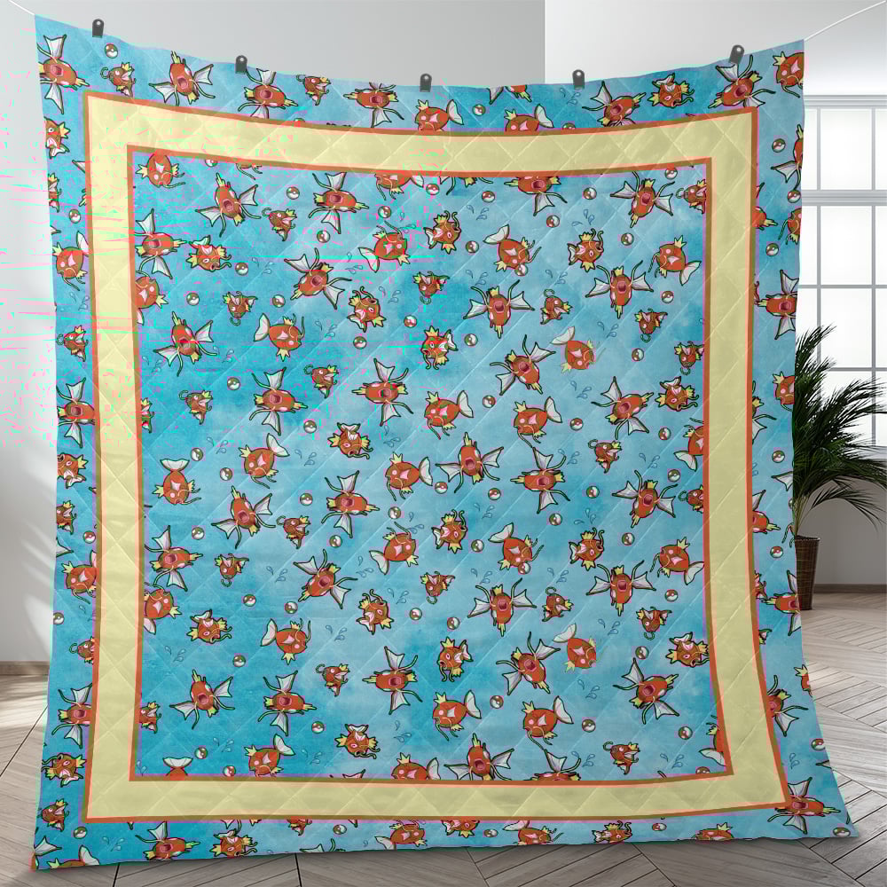 Magikarp Pattern Pokemon Quilt Blanket