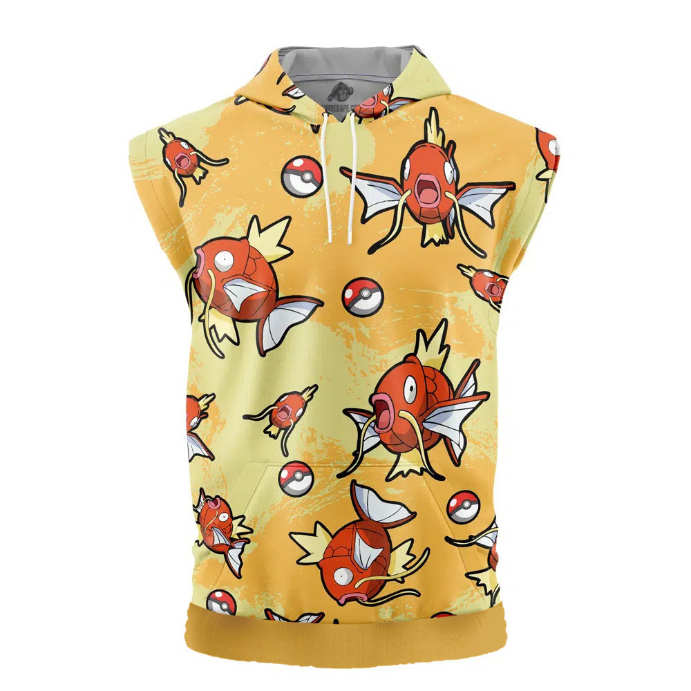 Magikarp Pattern Pokemon Cut Off Sleeveless Workout Hoodie