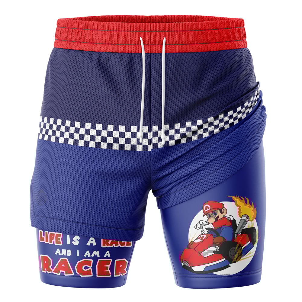 Mario Kart Racer Super Mario Bros Compression Workout Training Shorts (2-in-1)
