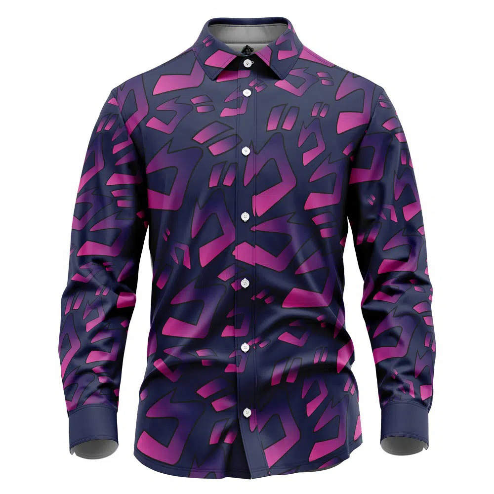 Menacing Aura JoJo's Bizarre Adventure Long Sleeve Button Up Shirt