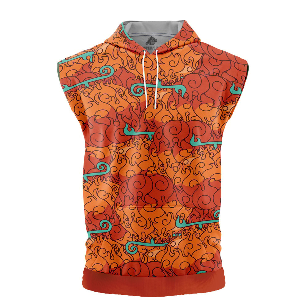 Mera Mera No Mi One Piece Cut Off Sleeveless Workout Hoodie