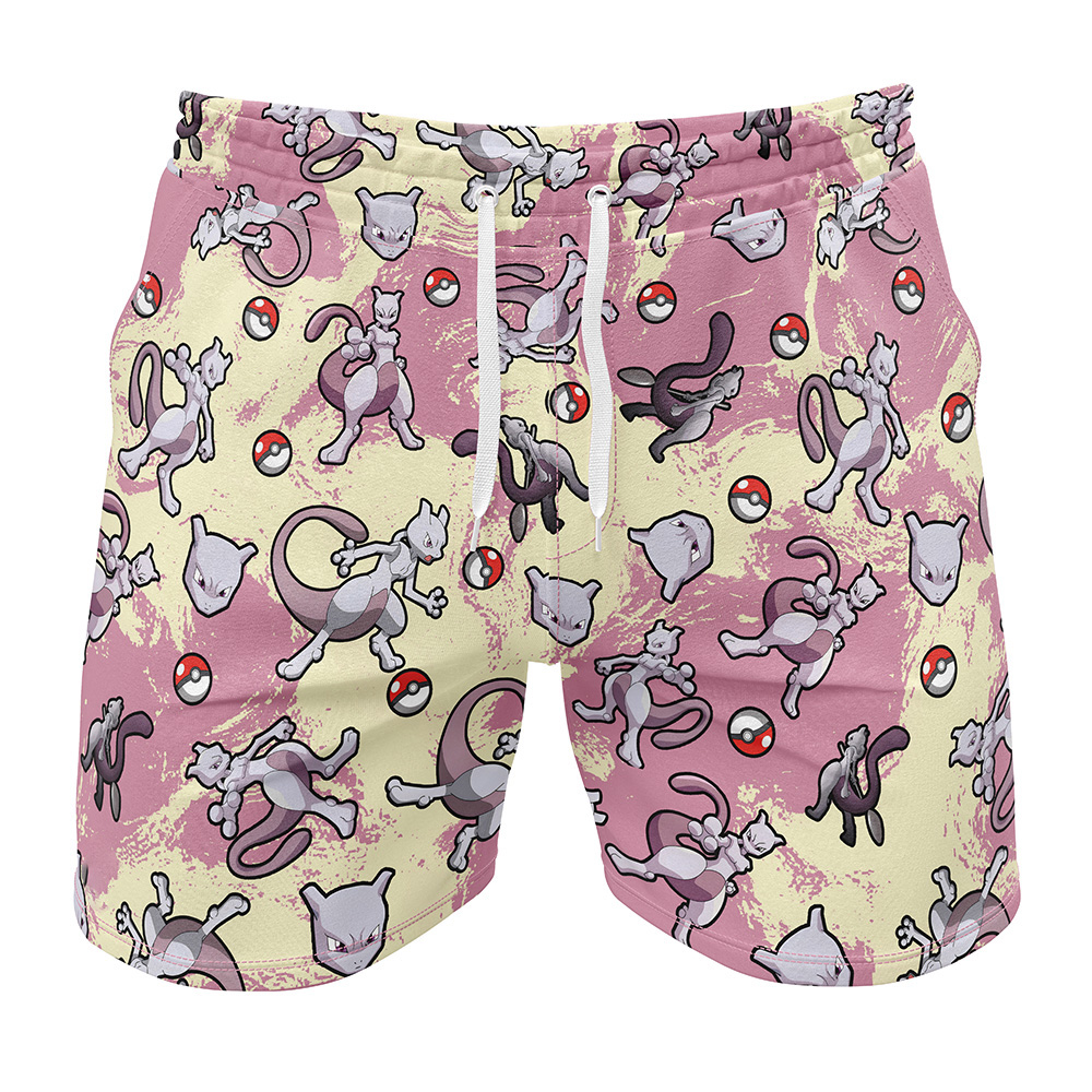 Mewtwo Pattern Pokemon Gym Shorts