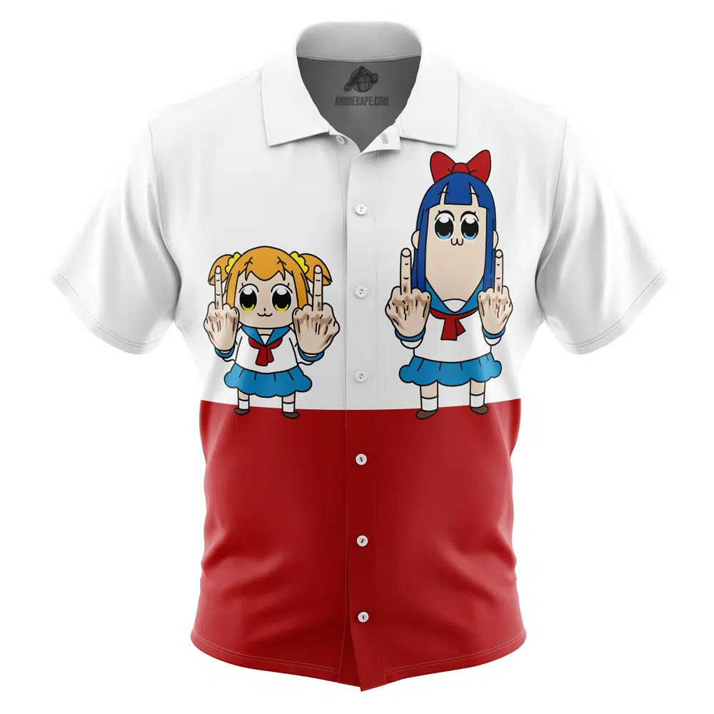 Middle Finger Pop Team Epic Button Up Hawaiian Shirt