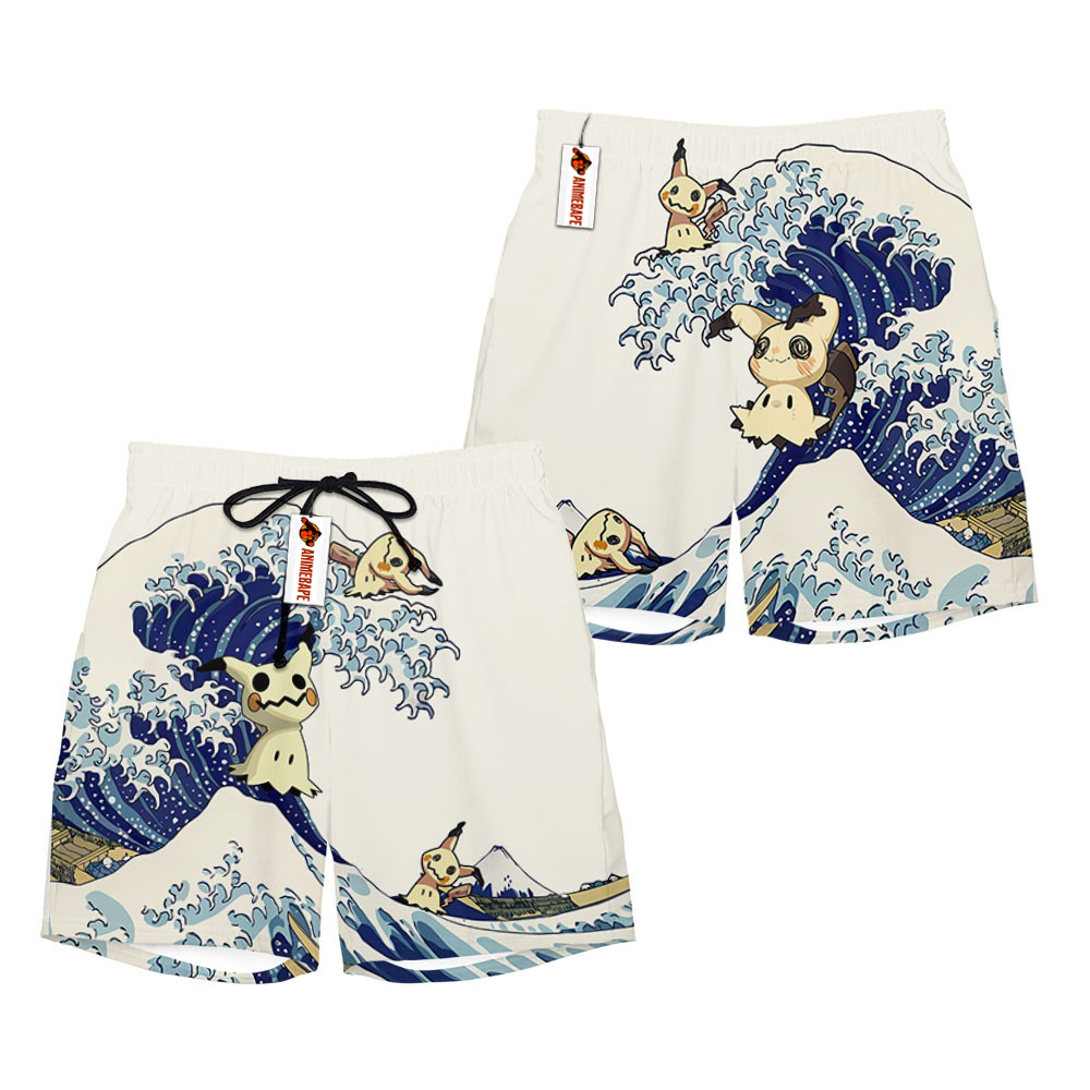 Mimikyu Kanagawa Great Wave Board Shorts Pants Pokemon
