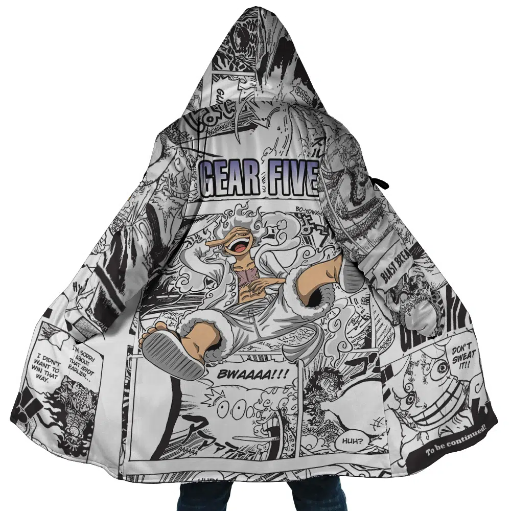 Monkey D Luffy Gear 5 Comic Panels One Piece Hooded Cloak Coat