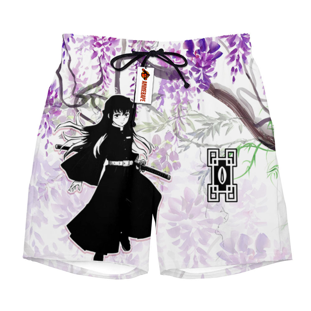 Muichiro Board Shorts Pants Wisteria Style Demon Slayer