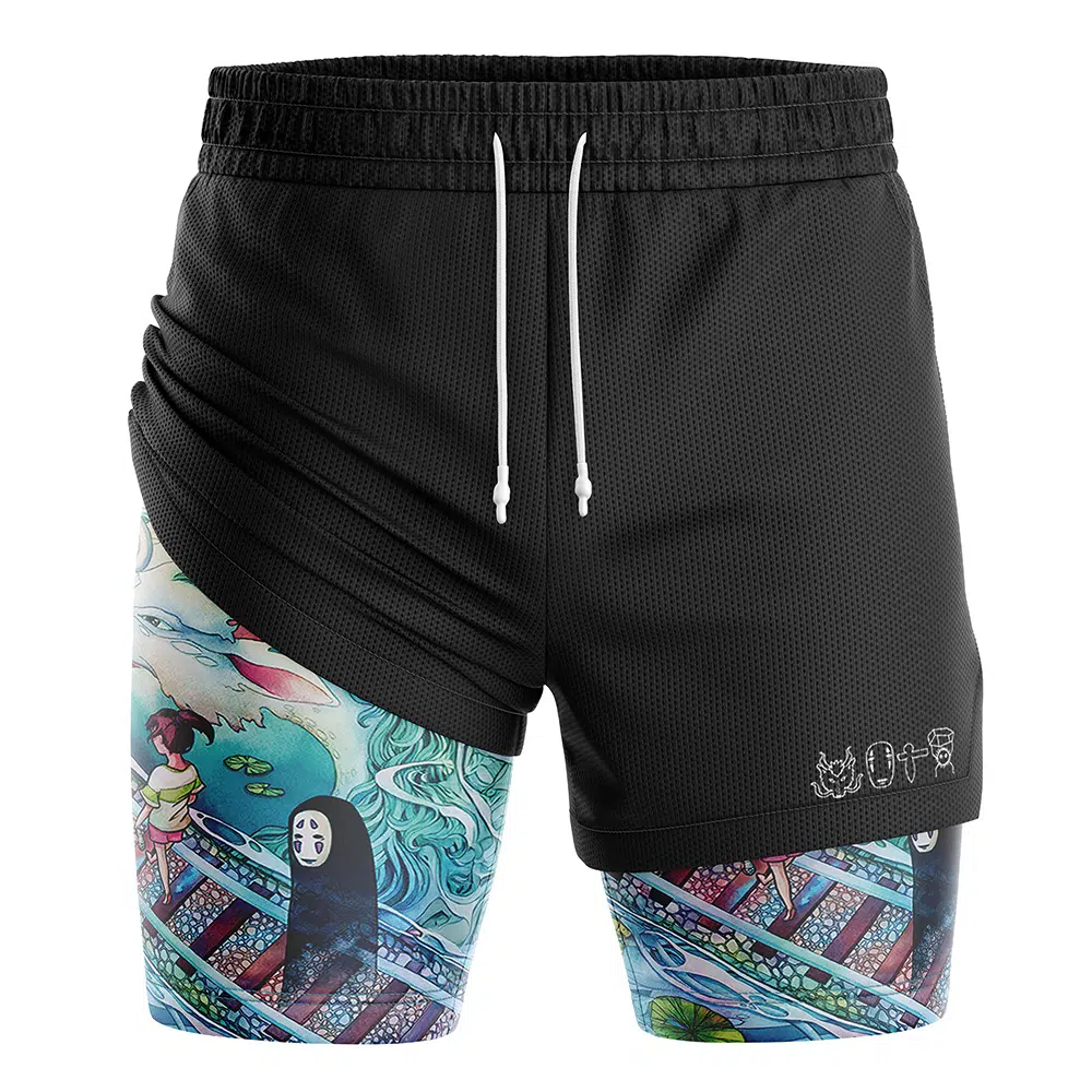 Mythical Spirited Away Compression Workout Training Shorts (2-in-1)