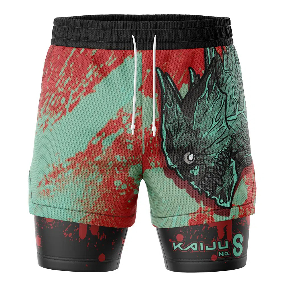 New Monster Shonen V2 Kaiju No. 8 Compression Workout Training Shorts (2-in-1)