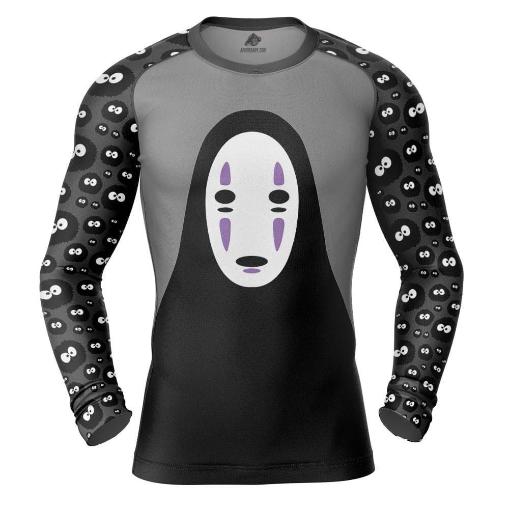 No Face Spirited Away Long Sleeve Rash Guard Compression Shirt