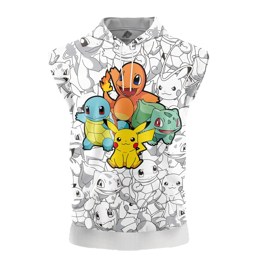 Original Starters Pokemon Cut Off Sleeveless Workout Hoodie