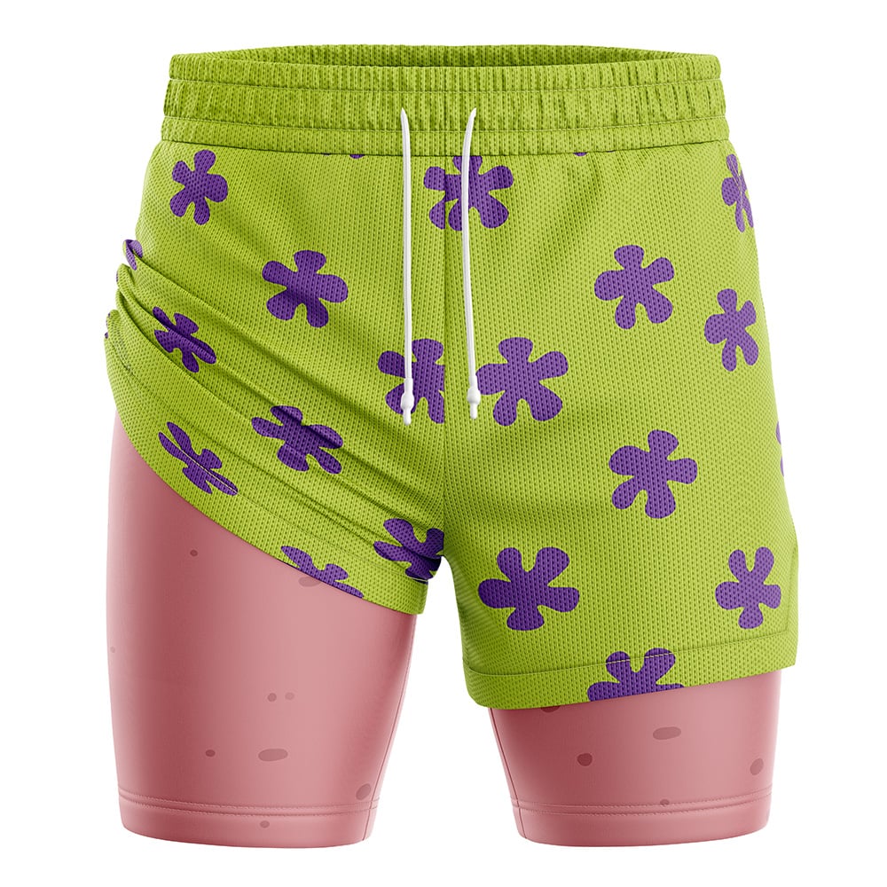 Patrick Star SpongeBob Squarepants Compression Workout Training Shorts (2-in-1)