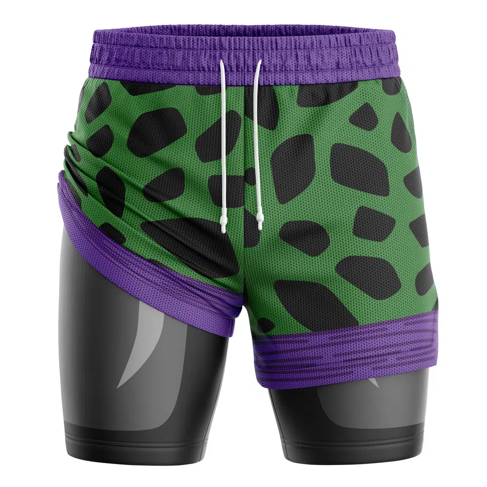 Perfect Cell DBZ Compression Workout Training Shorts (2-in-1)