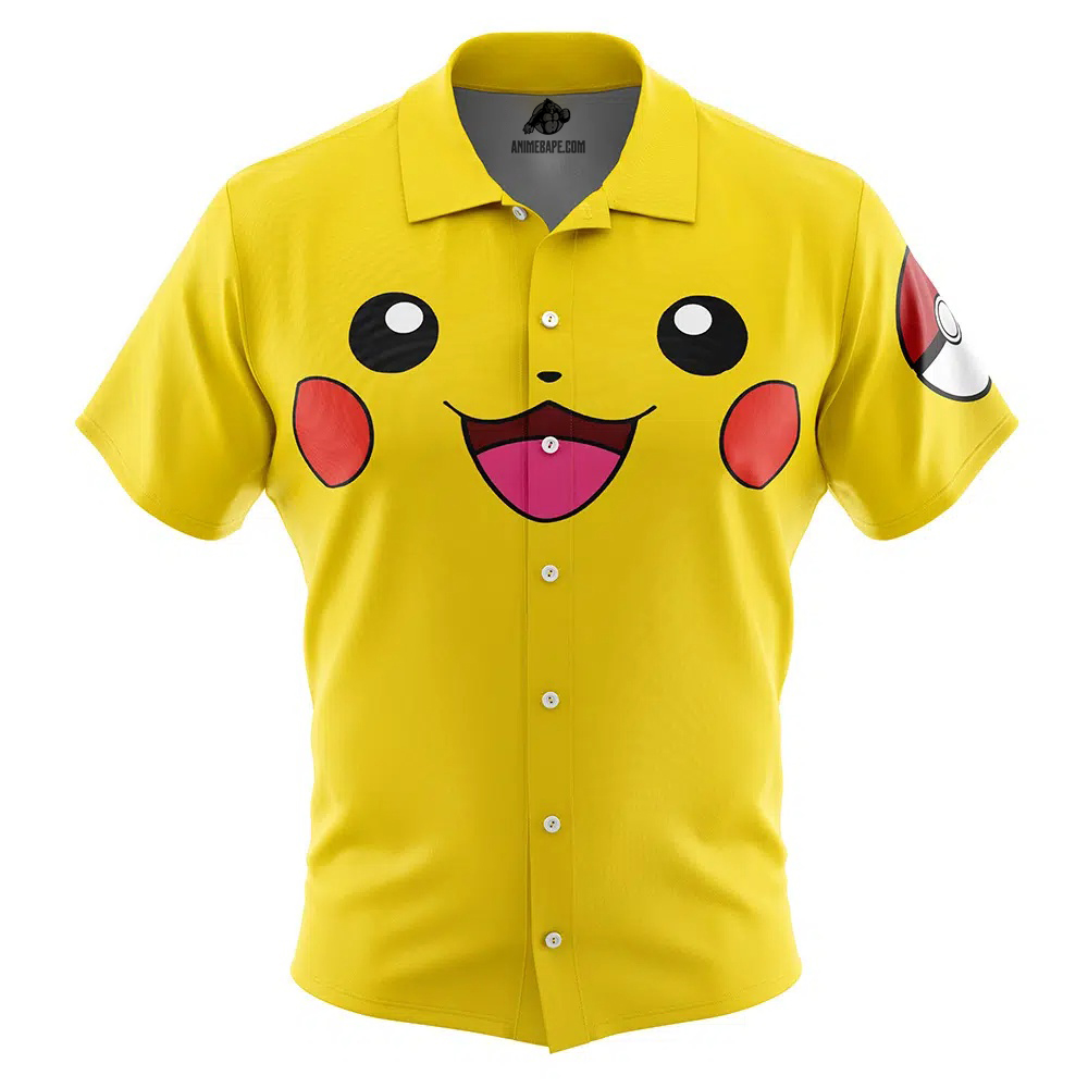 Pikachu Face Pokemon Button Up Hawaiian Shirt