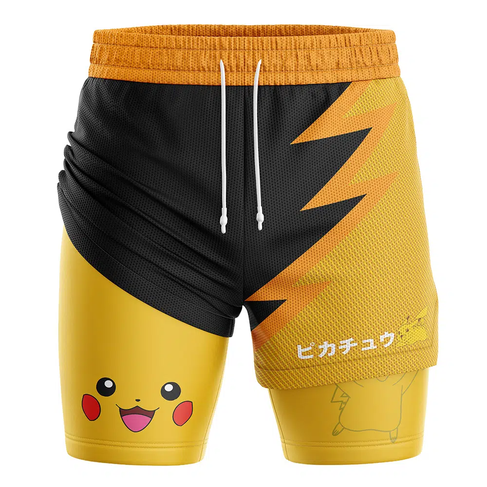 Pikachu Pokemon Compression Workout Training Shorts (2-in-1)