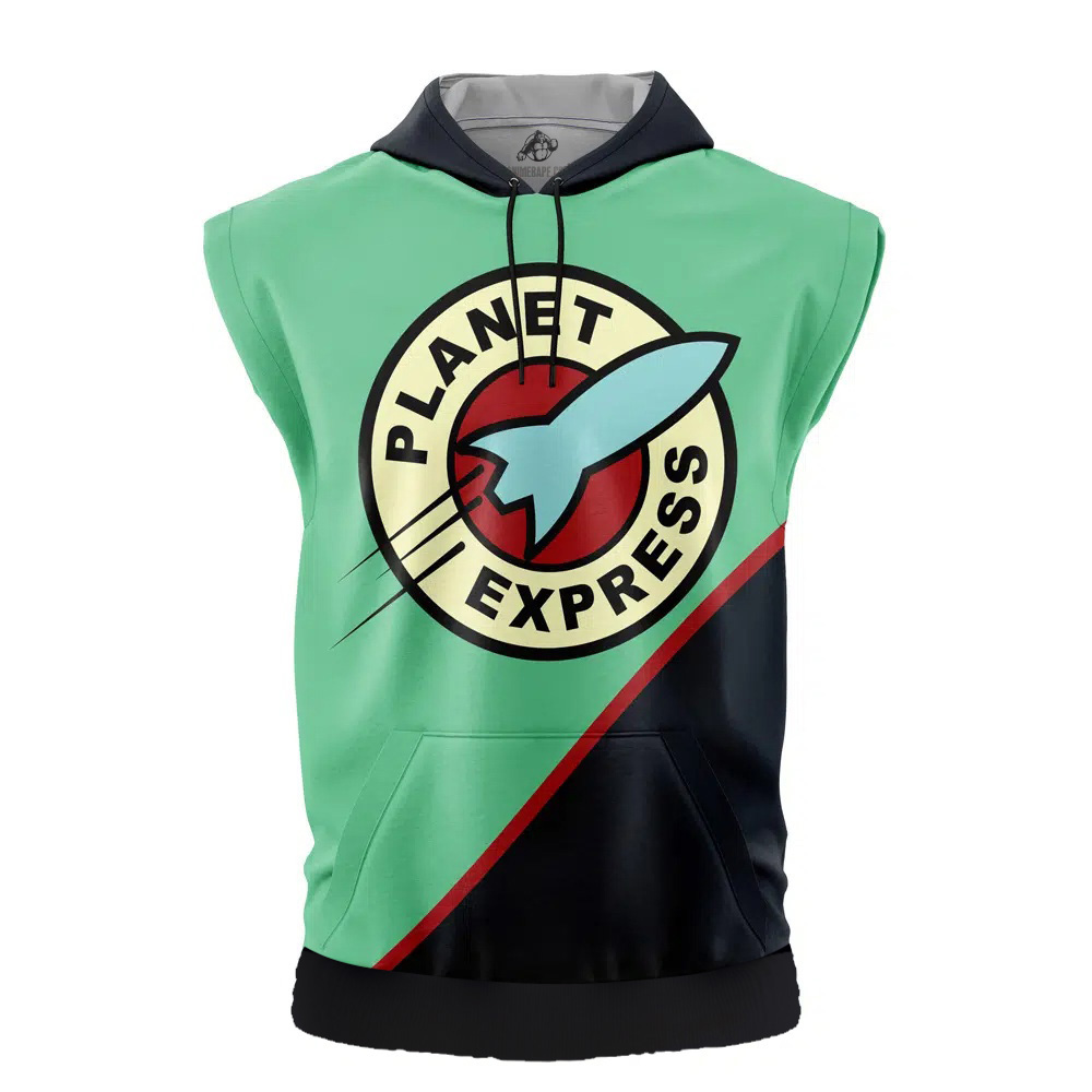 Planet Express Futurama Cut Off Sleeveless Workout Hoodie