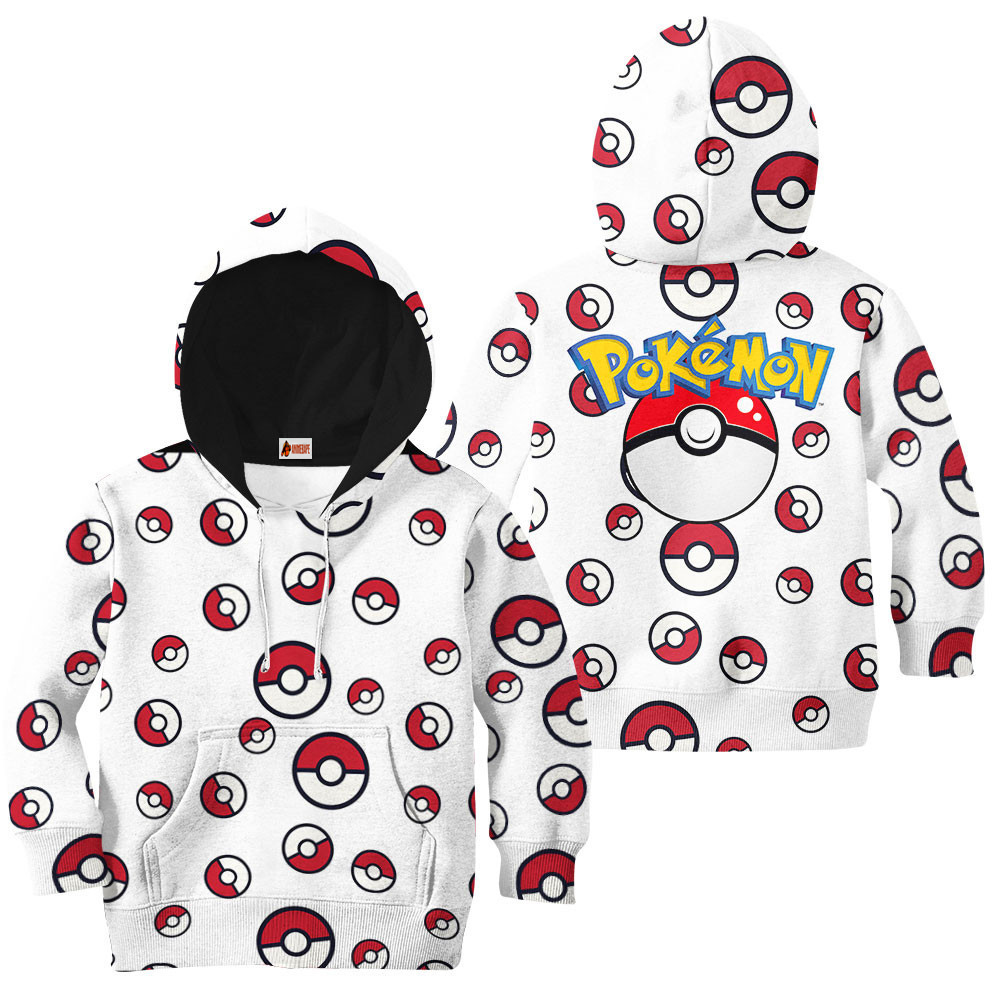 Kids Hoodie Pokeball Pattern Style Pokemon