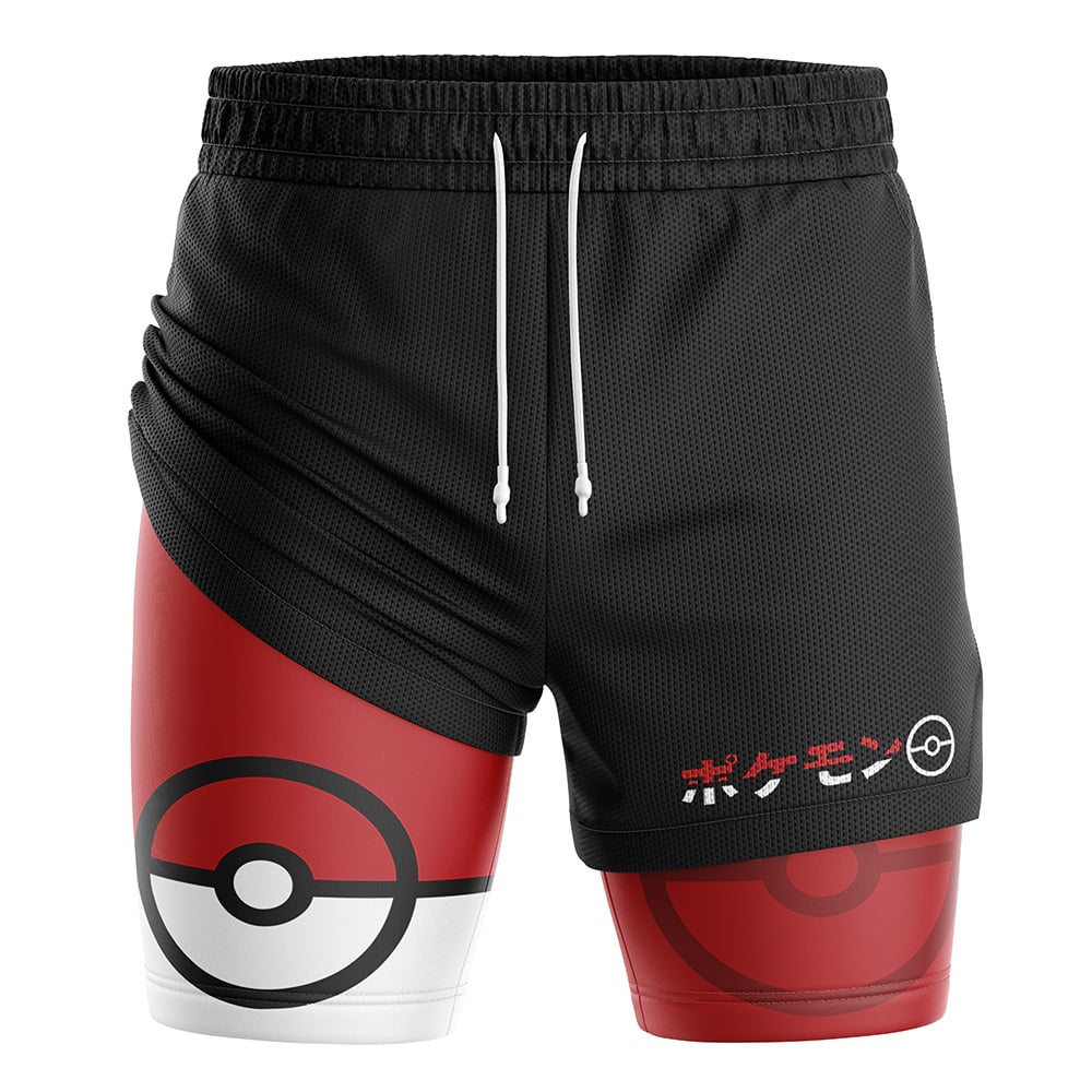 Pokeball Pokemon Compression Workout Training Shorts (2-in-1)