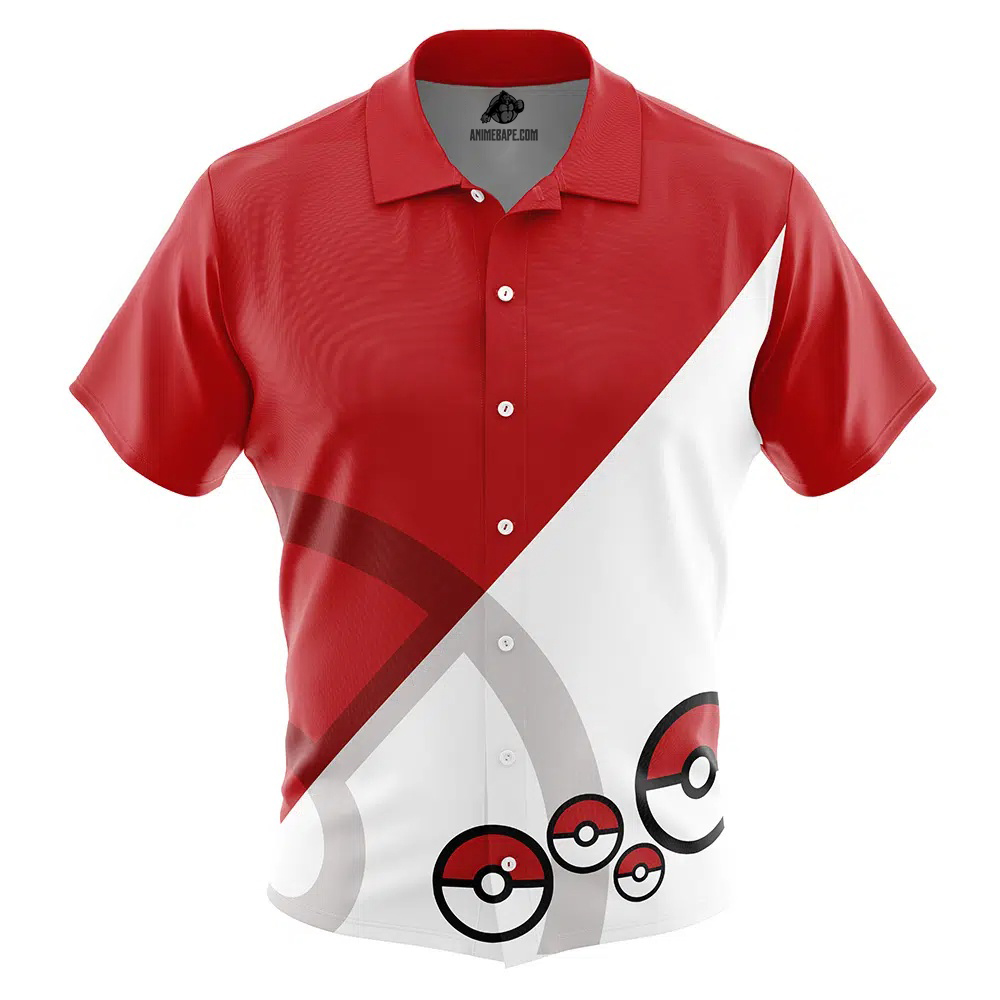 Pokeball Pokemon Button Up Hawaiian Shirt