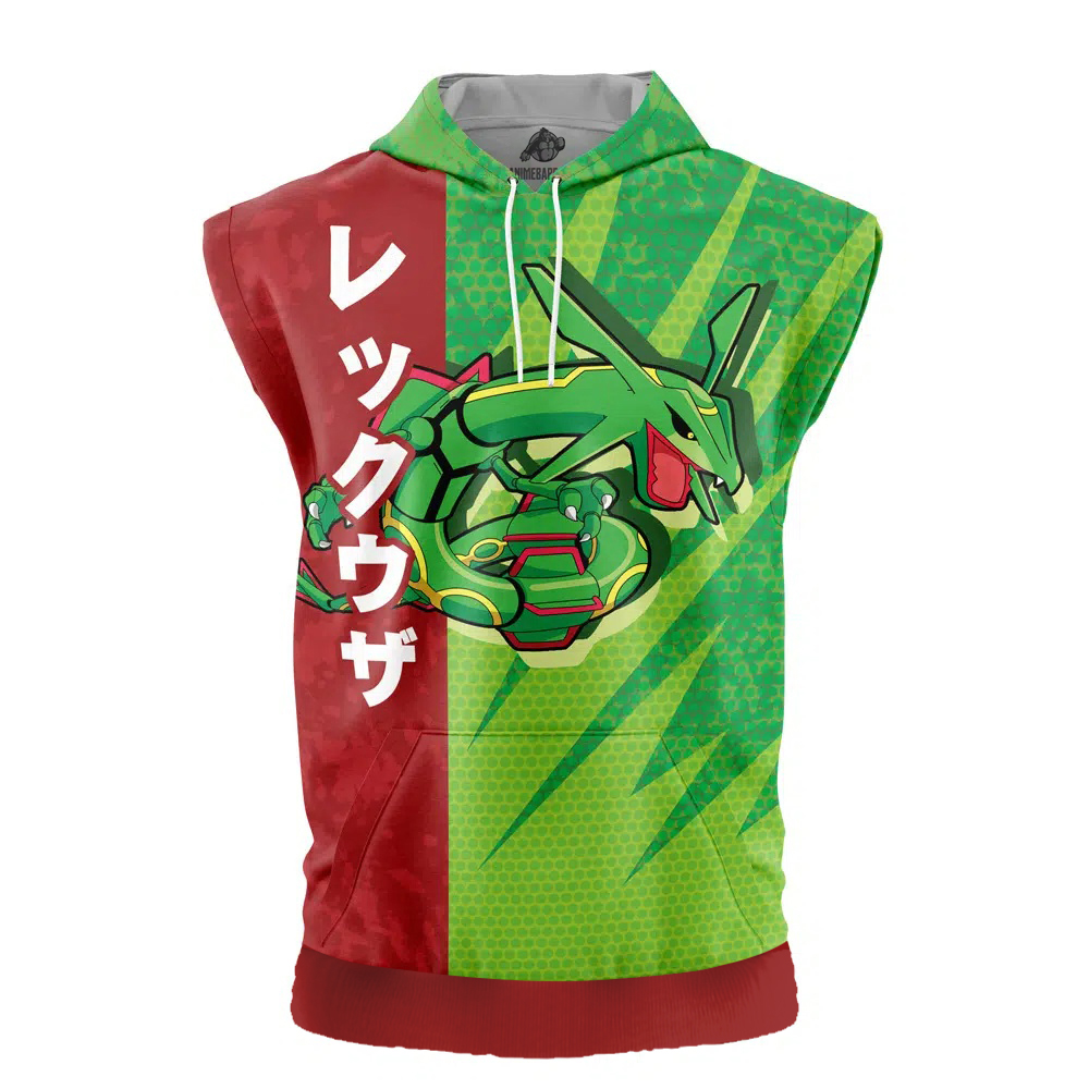 Rayquaza Attack Pokemon Cut Off Sleeveless Workout Hoodie