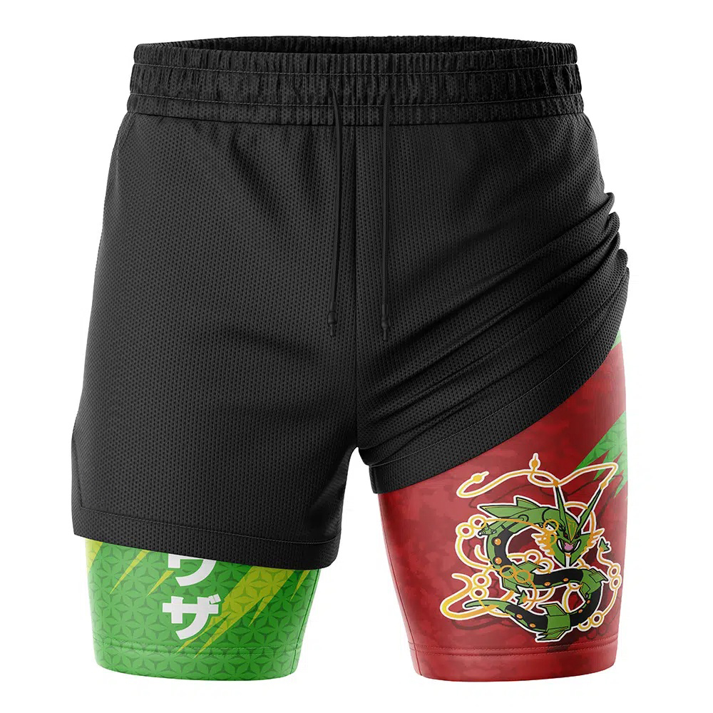 Rayquaza Attack V2 Pokemon Compression Workout Training Shorts (2-in-1)