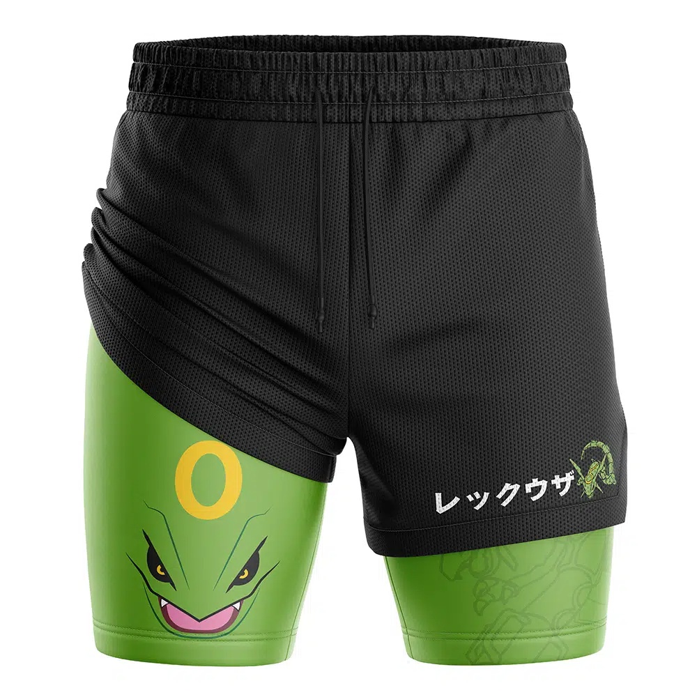 Rayquaza V2 Pokemon Compression Workout Training Shorts (2-in-1)
