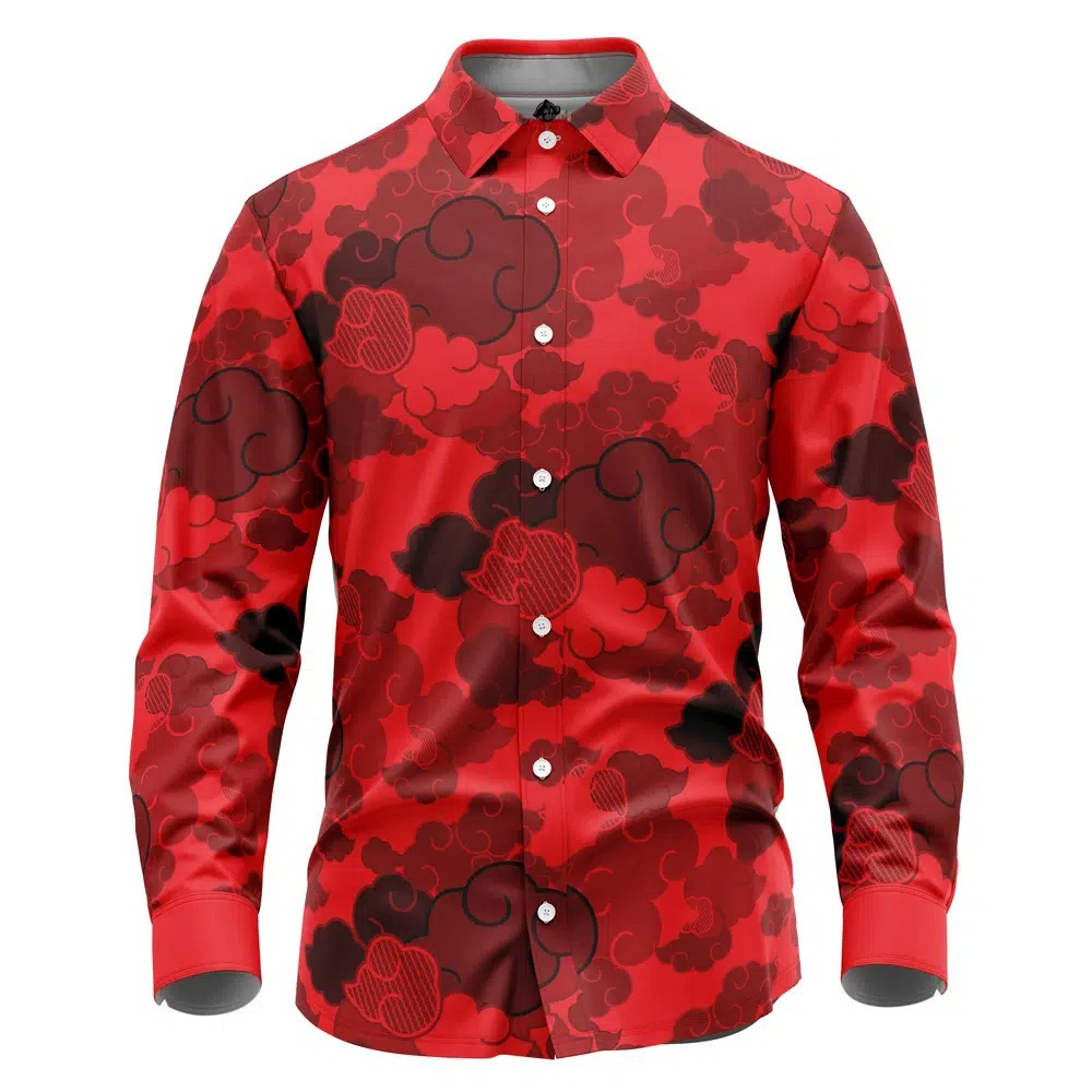 Red Aloha Akatsuki Naruto v1 Long Sleeve Button Up Shirt