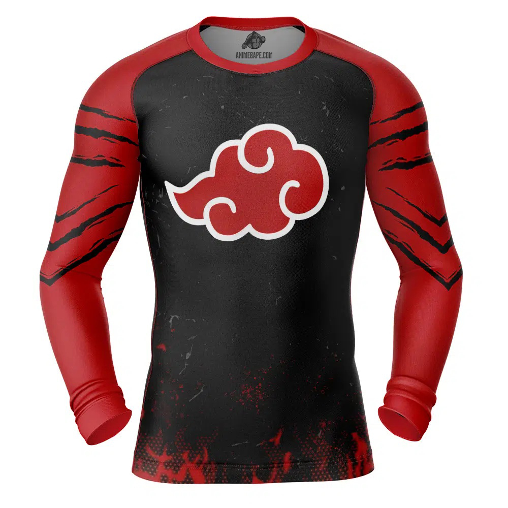 Red Cloud Pride Shippuden Long Sleeve Rash Guard Compression Shirt Naruto