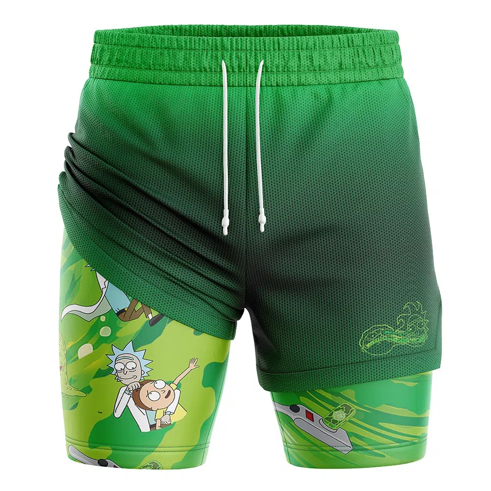 Rick and Morty Compression Workout Training Shorts (2-in-1)