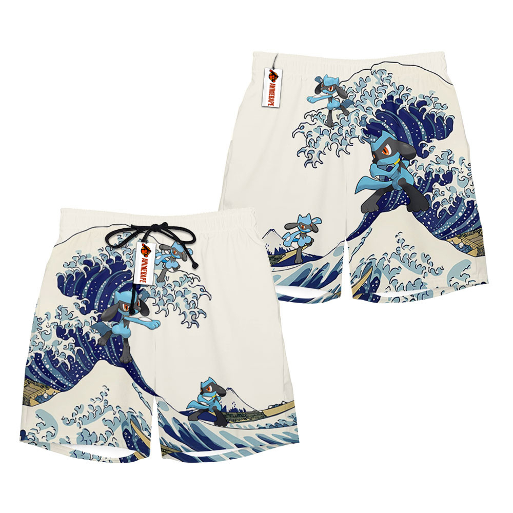 Riolu Kanagawa Great Wave Board Shorts Pants Pokemon