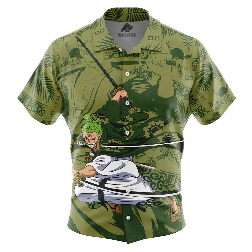 Roronoa Zoro Aloha One Piece Button Up Hawaiian Shirt