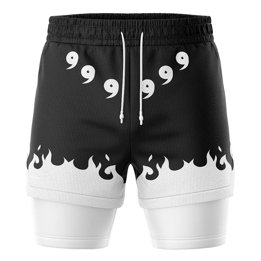 Sage of Six Paths Shippuden v2 Naruto Compression Workout Training Shorts (2-in-1)