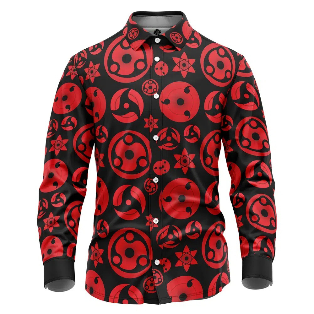 Sharingan Shippuden v1 Naruto  Long Sleeve Button Up Shirt