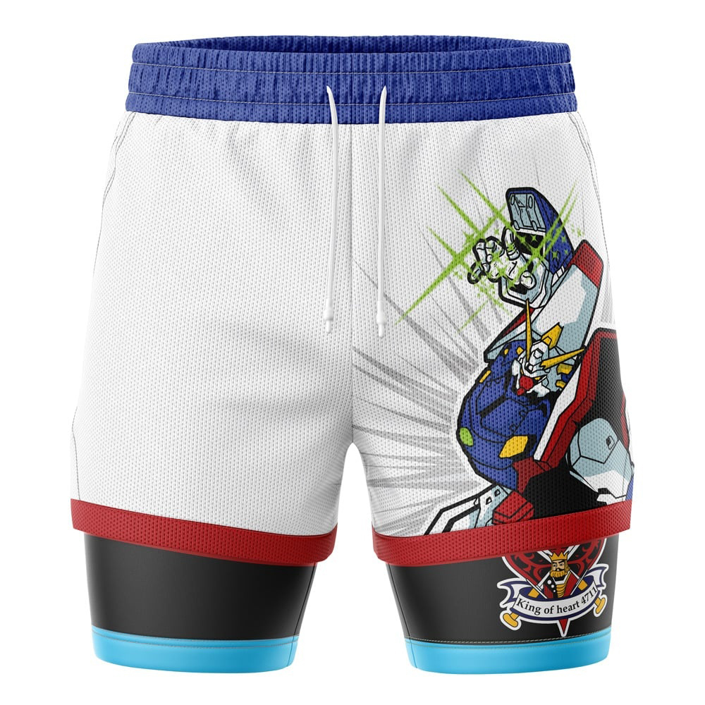 Shining Gundam King of Heart G Gundam Compression Workout Training Shorts (2-in-1)