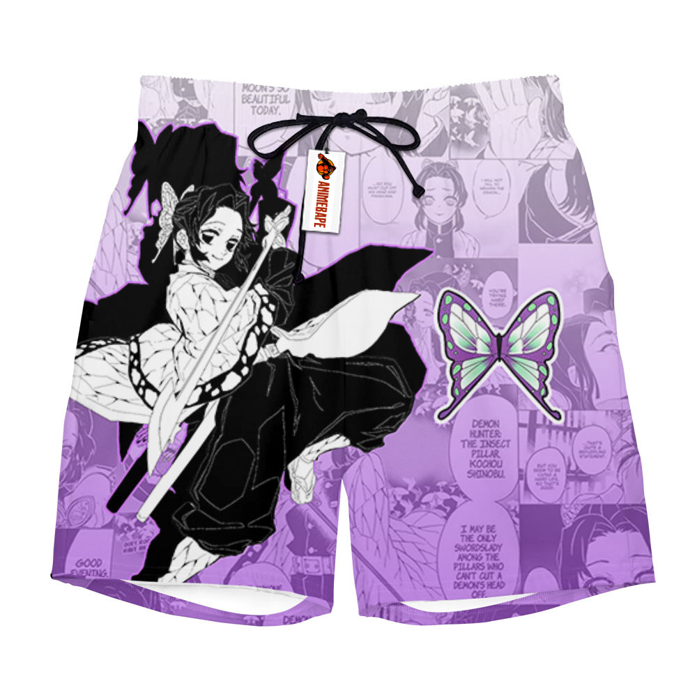 Shinobu Kocho Board Shorts Pants Manga Style Demon Slayer