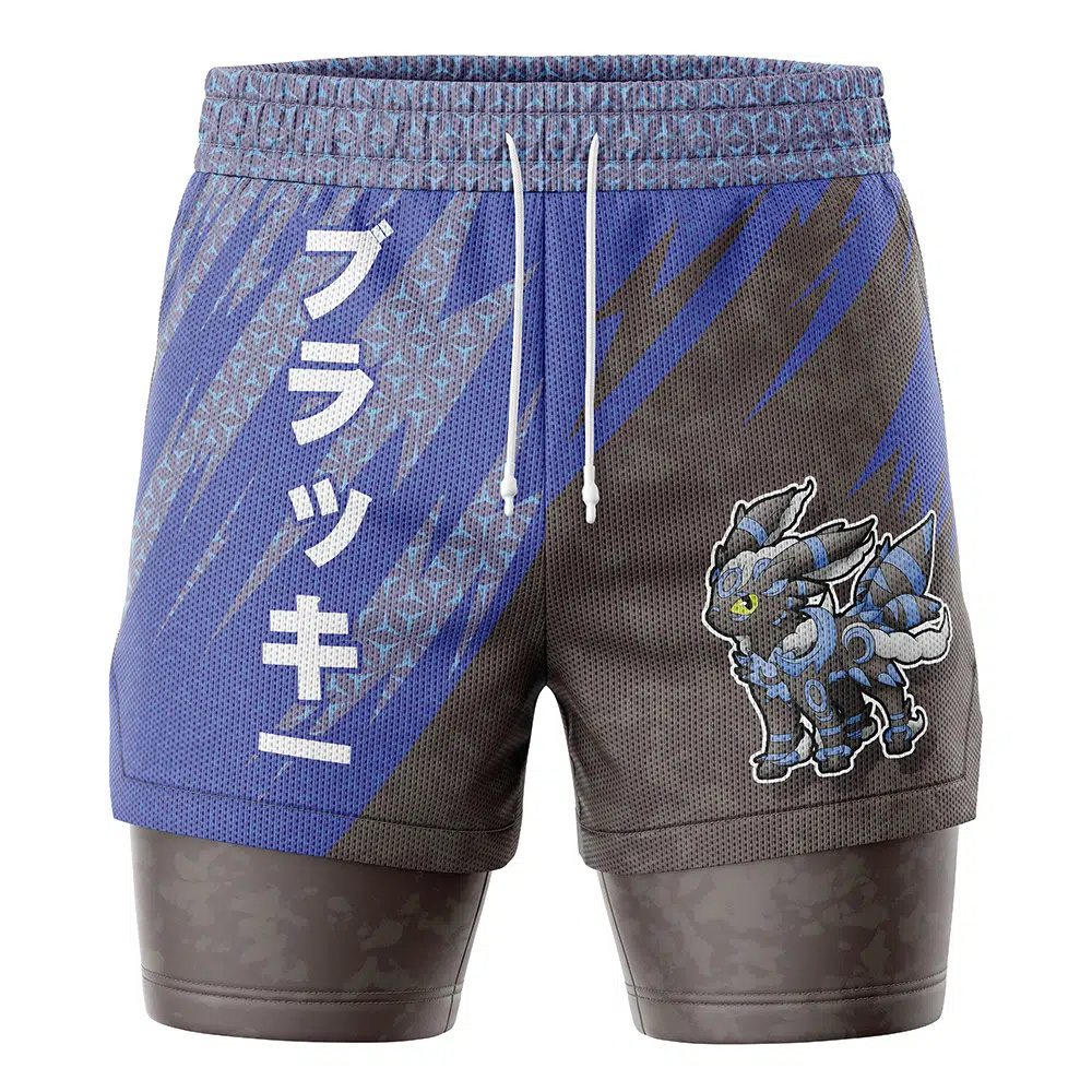Shiny Umbreon V1 Attack Pokemon Compression Workout Training Shorts (2-in-1)