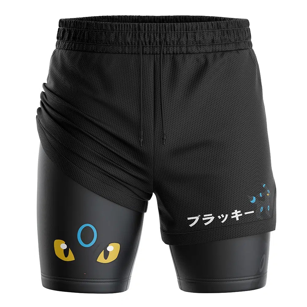 Shiny Umbreon V2 Pokemon Compression Workout Training Shorts (2-in-1)